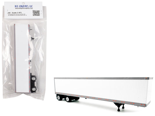 53' Spread Axle Dry Van Trailer White 1/87 (HO) Plastic Model Car