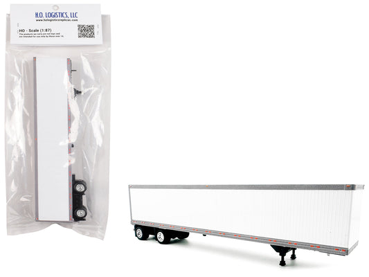 53' Spread Axle Dry Van Trailer White 1/87 (HO) Plastic Model Car