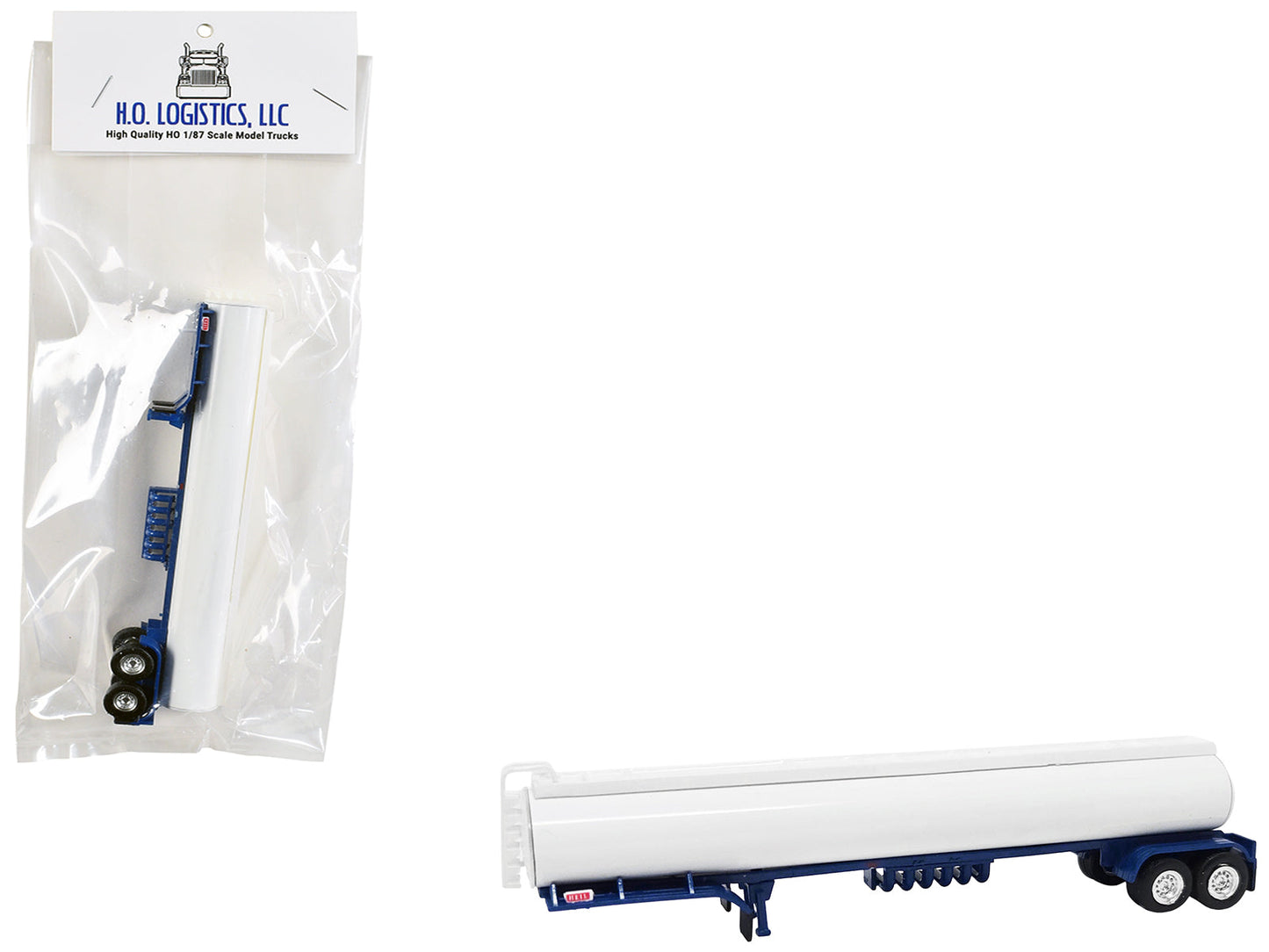 Tanker Trailer White and Blue 1/87 (HO) Scale Plastic Model