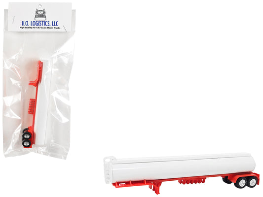 Tanker Trailer White and Red 1/87 (HO) Scale Plastic Model