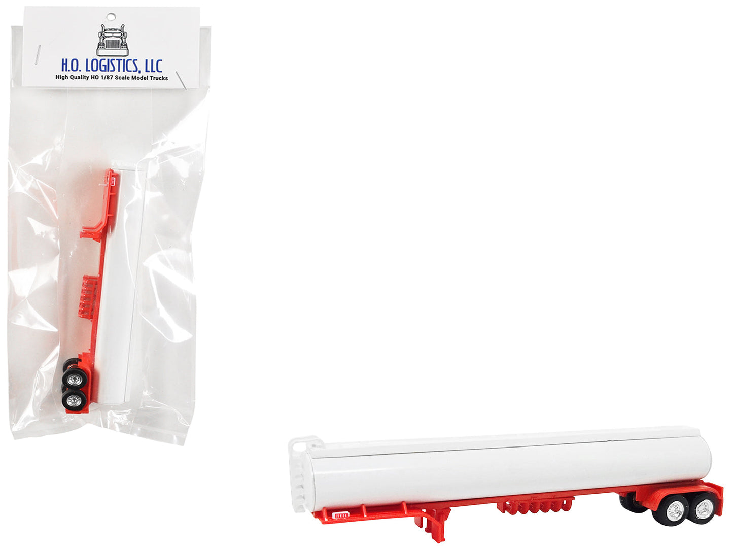 Tanker Trailer White and Red 1/87 (HO) Scale Plastic Model