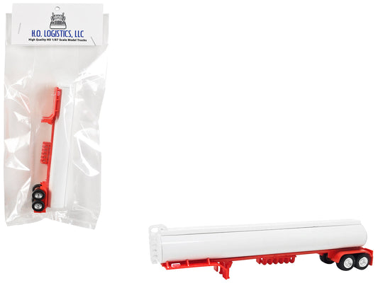 Tanker Trailer White and Red 1/87 (HO) Scale Plastic Model