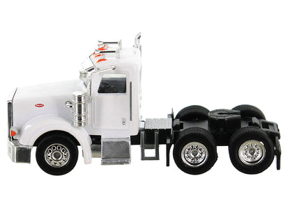 Peterbilt 367 Truck Tractor with Day Cab White and Articulated Tank Trailer "Cemex" White with Blue Stripes Combo Set 1/87 (HO) Plastic Model Car