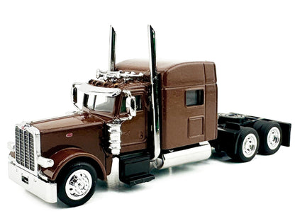 Peterbilt 389 Truck Tractor with Sleeper Cab Brown Metallic 1/87 (HO) Scale Plastic Model Car