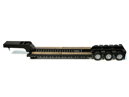 Peterbilt 389 Truck Tractor with Sleeper Cab Lime Green and Low Boy Flatbed Trailer Black Combo Set 1/87 (HO) Plastic Model Car