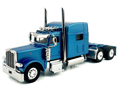 Peterbilt 389 Truck Tractor with Sleeper Cab Blue Metallic 1/87 (HO) Scale Plastic Model Car