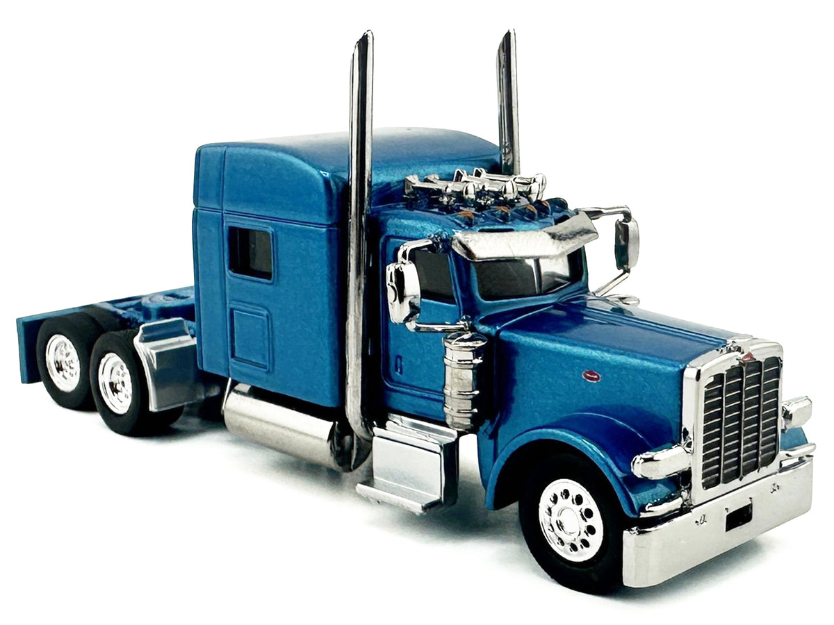 Peterbilt 389 Truck Tractor with Sleeper Cab Blue Metallic 1/87 (HO) Scale Plastic Model Car