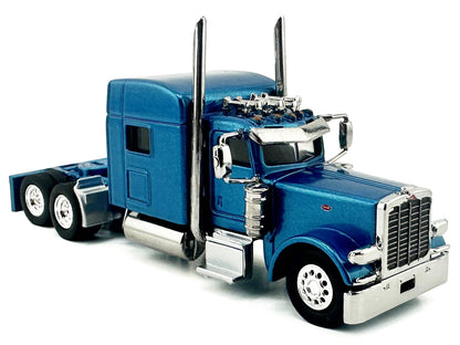 Peterbilt 389 Truck Tractor with Sleeper Cab Blue Metallic 1/87 (HO) Scale Plastic Model Car