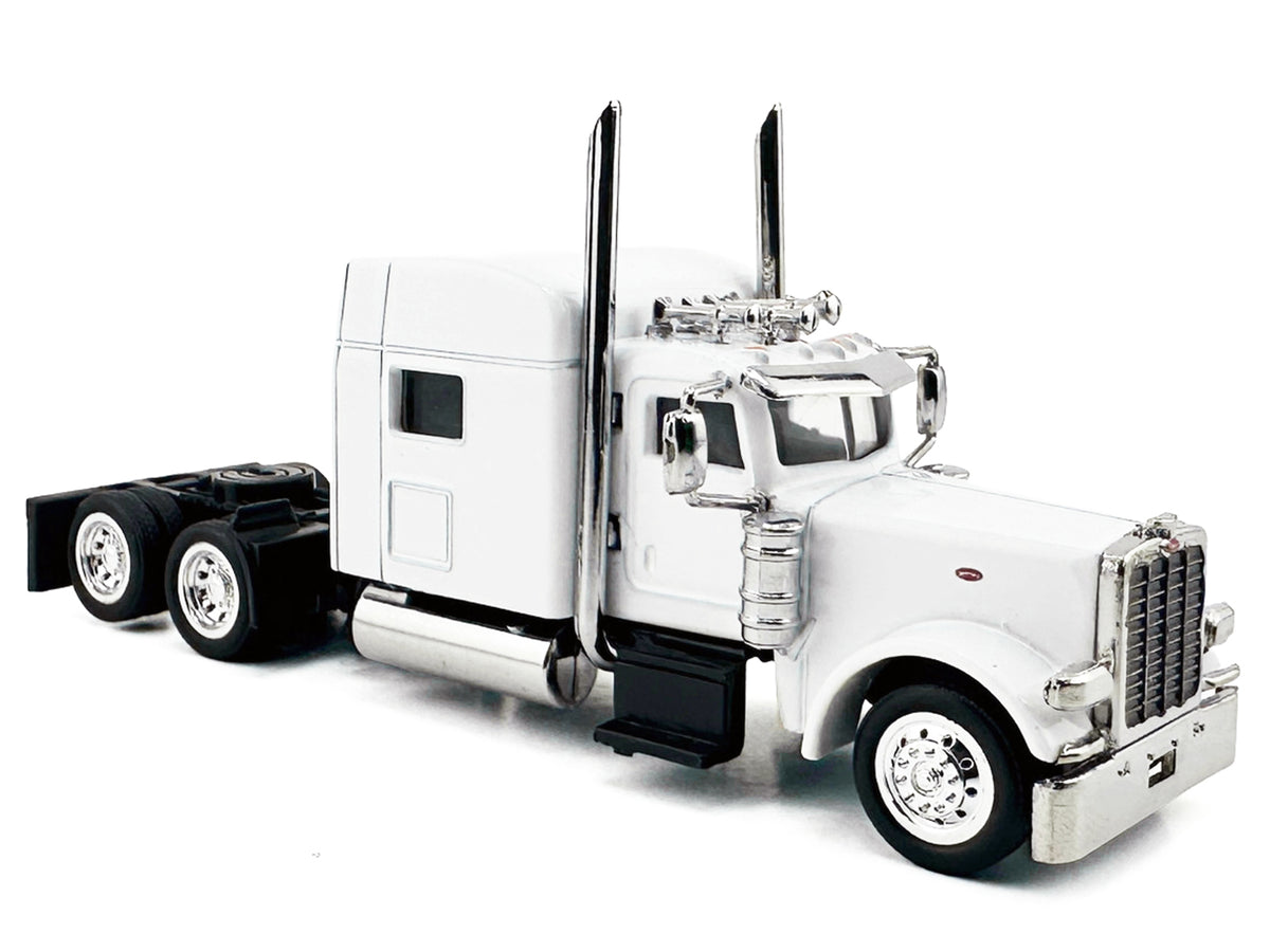 Peterbilt 389 Truck Tractor with Sleeper Cab White 1/87 (HO) Scale Plastic Model Car