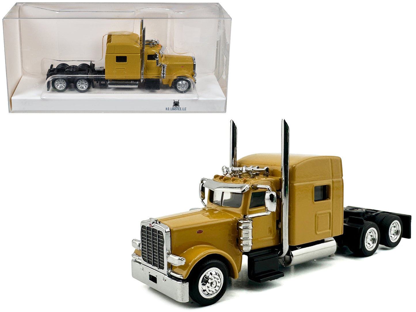 Peterbilt 389 Truck Tractor with Sleeper Cab Yellow 1/87 (HO) Scale Plastic Model Car