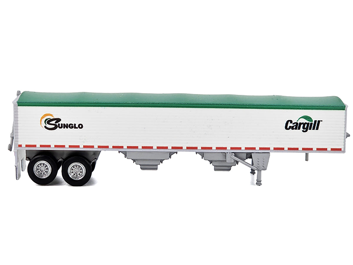 Covered Grain Trailer White with Green Tarp "SunGlo - Cargill" 1/87 (HO) Plastic Model Car