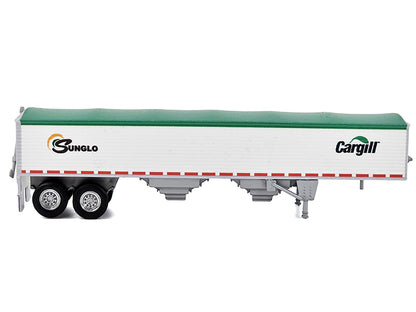 Covered Grain Trailer White with Green Tarp "SunGlo - Cargill" 1/87 (HO) Plastic Model Car