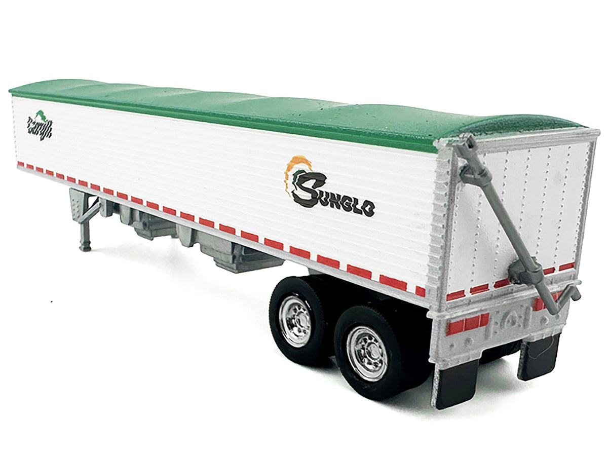 Covered Grain Trailer White with Green Tarp "SunGlo - Cargill" 1/87 (HO) Plastic Model Car