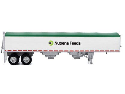 Covered Grain Trailer White with Green Tarp "Nutrena Feeds" 1/87 (HO) Plastic Model Car