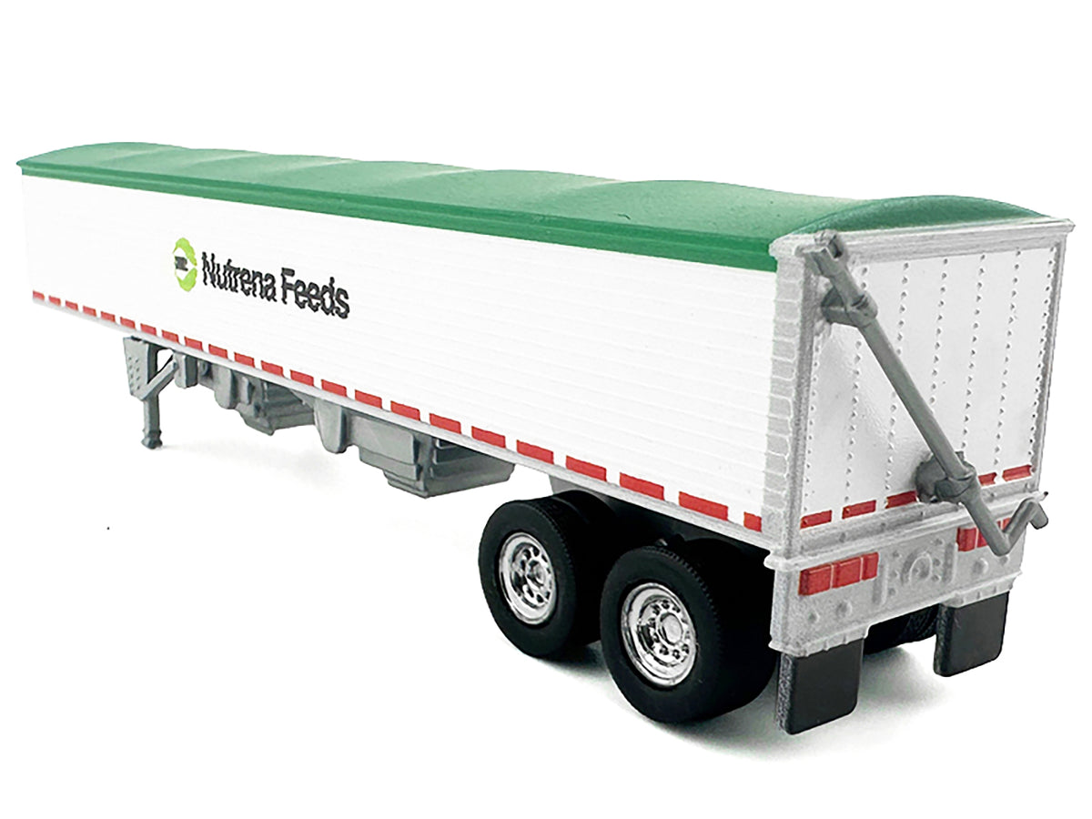 Covered Grain Trailer White with Green Tarp "Nutrena Feeds" 1/87 (HO) Plastic Model Car
