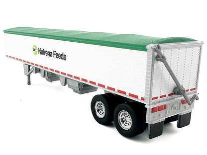 Covered Grain Trailer White with Green Tarp "Nutrena Feeds" 1/87 (HO) Plastic Model Car
