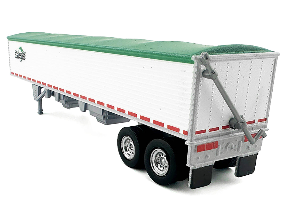 Covered Grain Trailer White with Green Tarp "Cargill" 1/87 (HO) Plastic Model Car