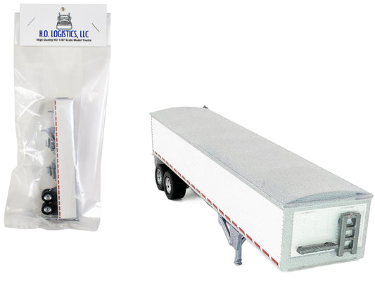Covered Grain Trailer White with Silver Tarp 1/87 (HO) Plastic Model Car