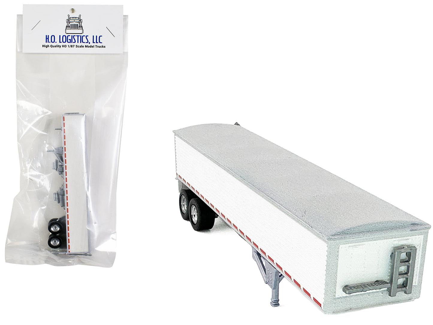 Covered Grain Trailer White with Silver Tarp 1/87 (HO) Plastic Model Car