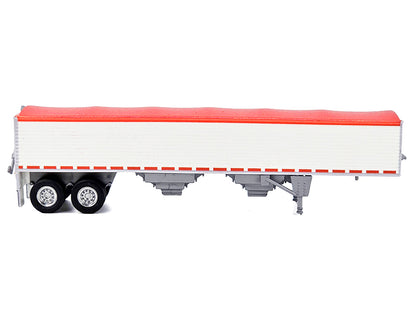 Covered Grain Trailer White with Red Tarp 1/87 (HO) Plastic Model Car