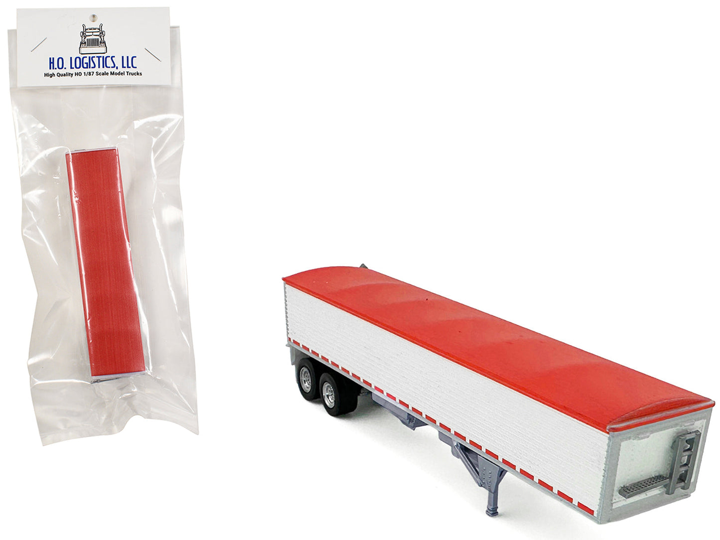 Covered Grain Trailer White with Red Tarp 1/87 (HO) Plastic Model Car