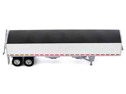 Covered Grain Trailer White with Black Tarp 1/87 (HO) Plastic Model Car