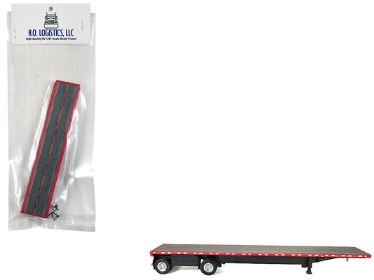 High Boy Spread Axle Flatbed Trailer Red 1/87 (HO) Plastic Model Car