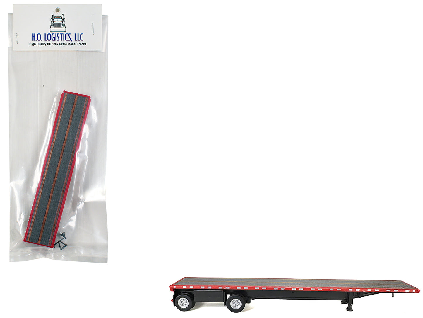 High Boy Spread Axle Flatbed Trailer Red 1/87 (HO) Plastic Model Car