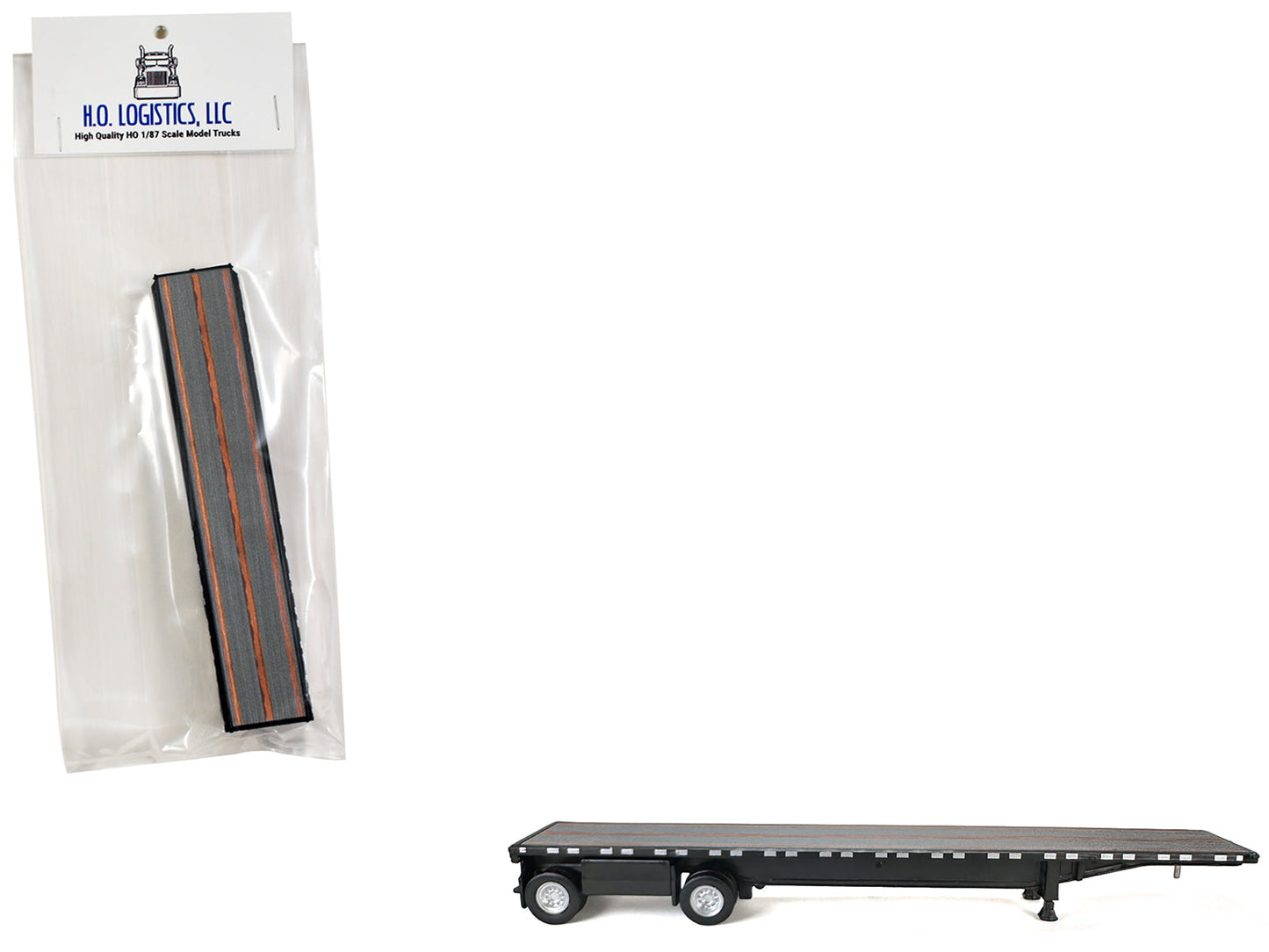 High Boy Spread Axle Flatbed Trailer Black 1/87 (HO) Plastic Model Car