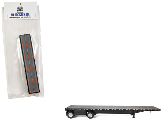 High Boy Spread Axle Flatbed Trailer Black 1/87 (HO) Plastic Model Car
