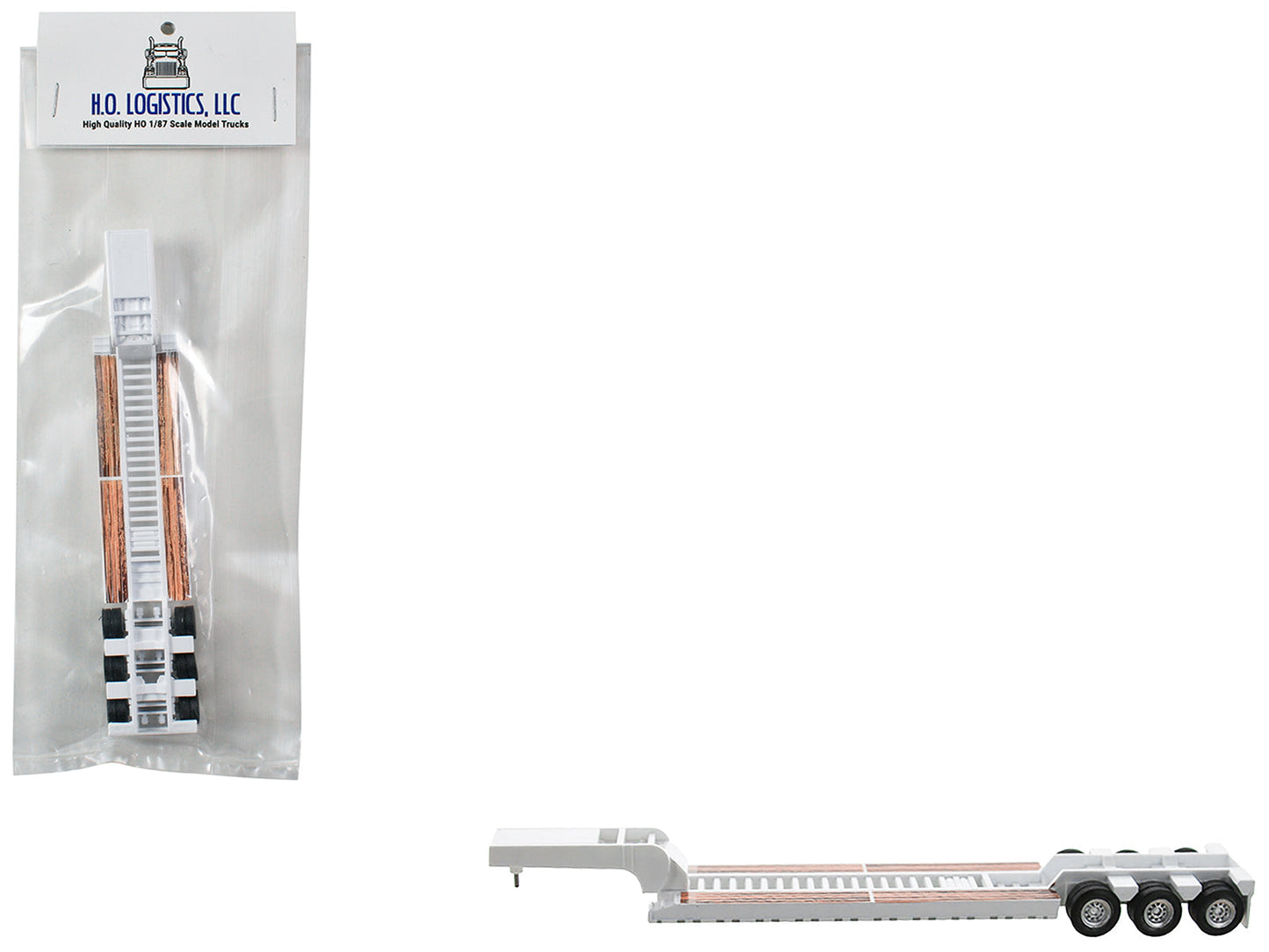 Low Boy Flatbed Trailer White 1/87 (HO) Plastic Model Car