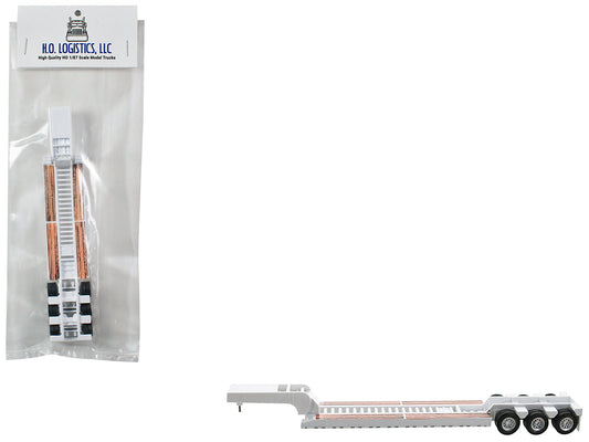 Low Boy Flatbed Trailer White 1/87 (HO) Plastic Model Car