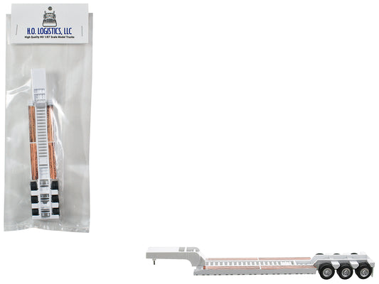Low Boy Flatbed Trailer White 1/87 (HO) Plastic Model Car