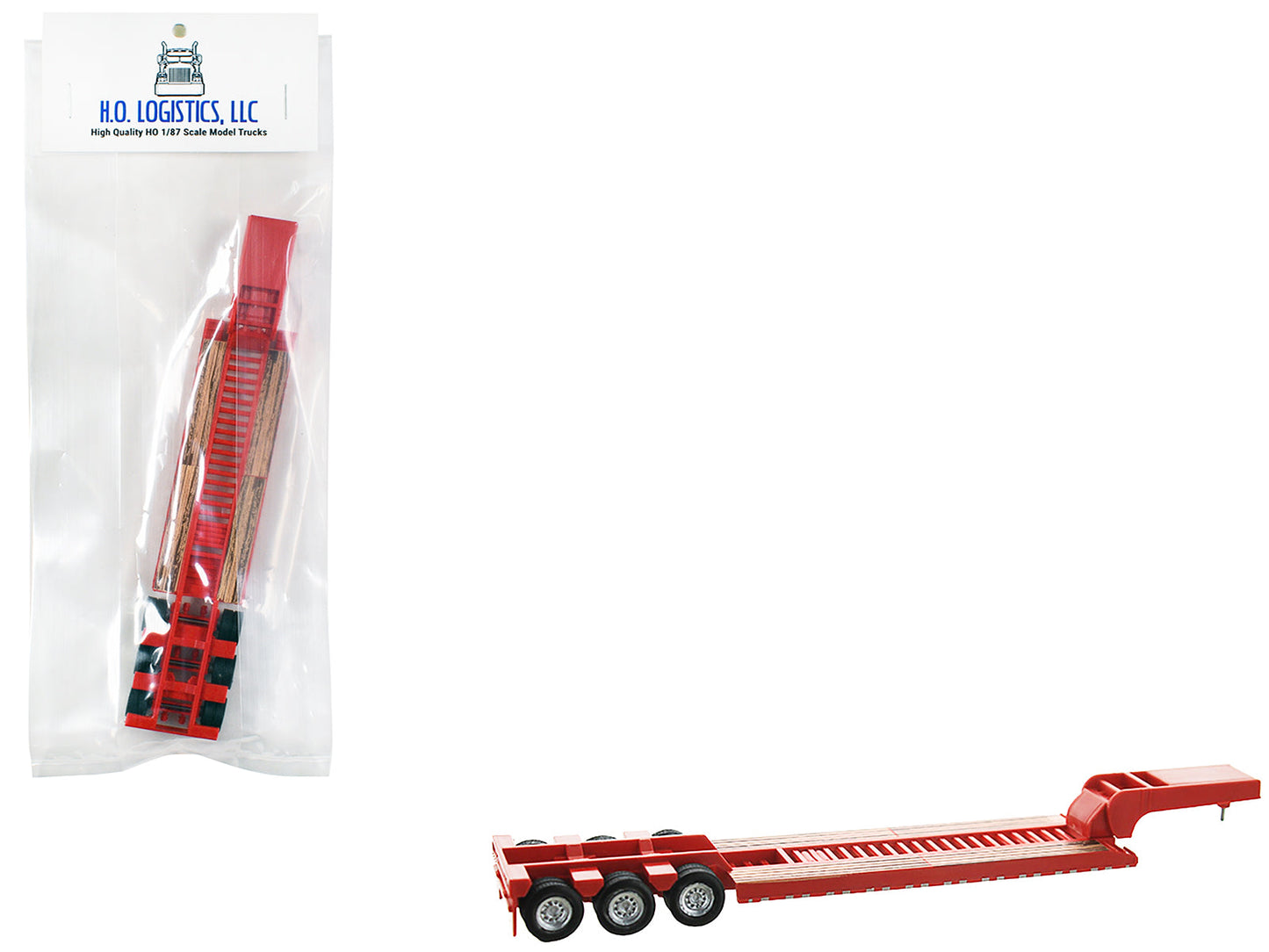 Low Boy Flatbed Trailer Red 1/87 (HO) Plastic Model Car