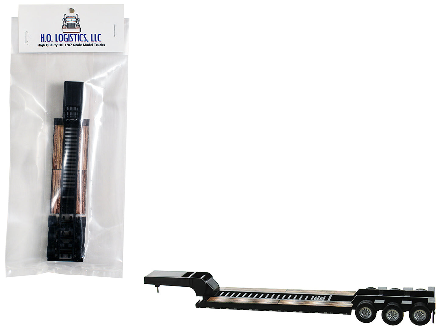 Low Boy Flatbed Trailer Black 1/87 (HO) Plastic Model Car