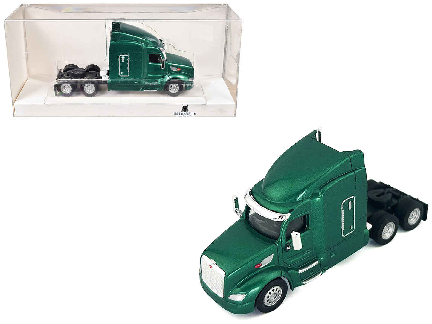 Peterbilt 579 Sleeper Cab Green Metallic 1/87 (HO) Plastic Model Car