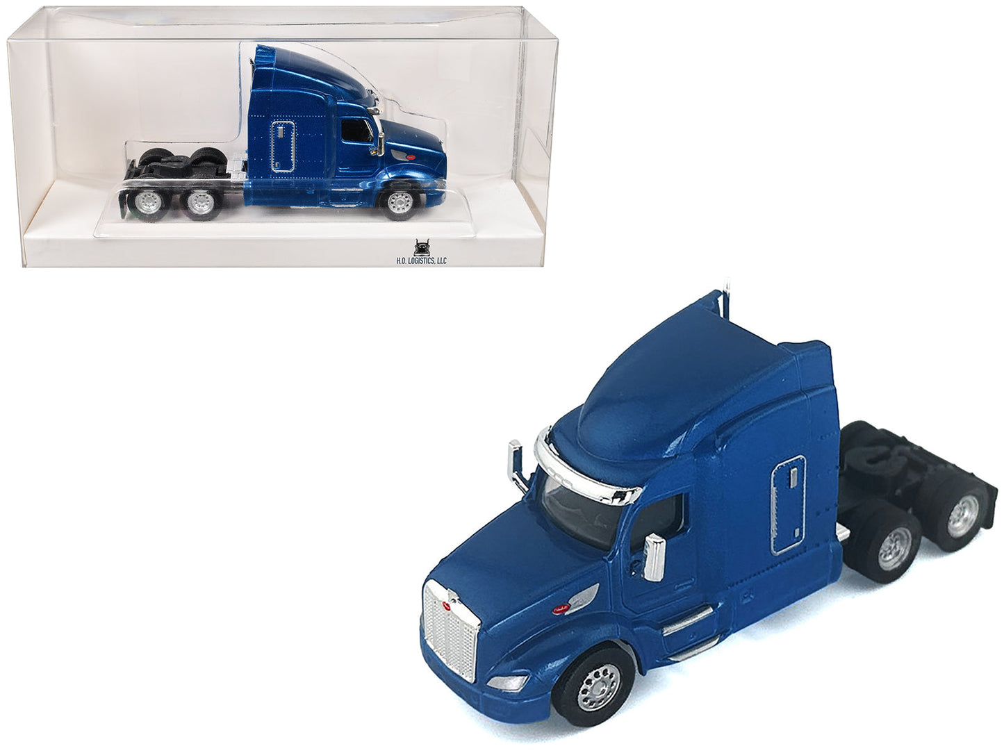 Peterbilt 579 Sleeper Cab Blue Metallic 1/87 (HO) Plastic Model Car