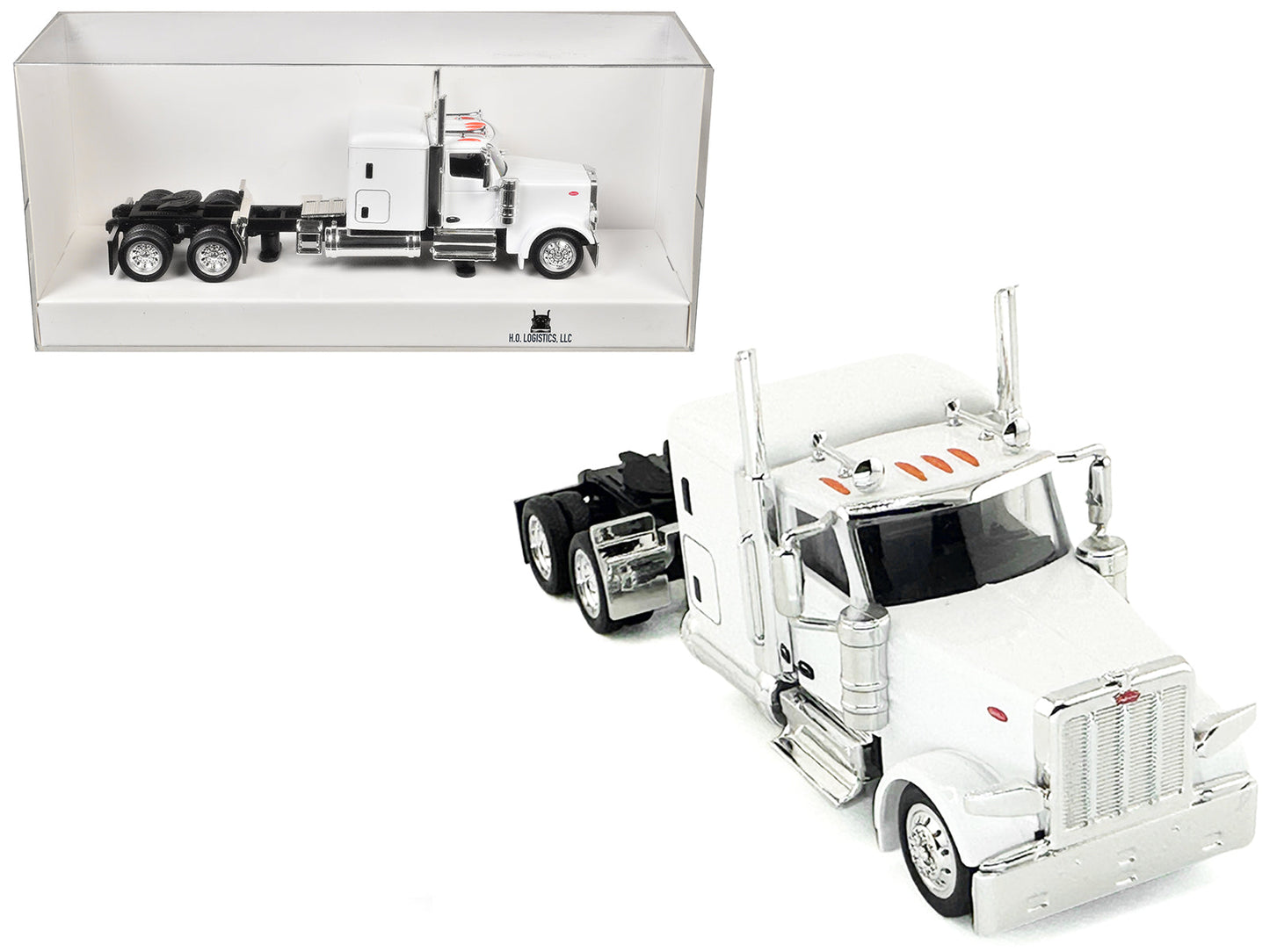 Peterbilt 589 Truck with 72 Inch Sleeper White 1/87 (HO) Plastic Model Car