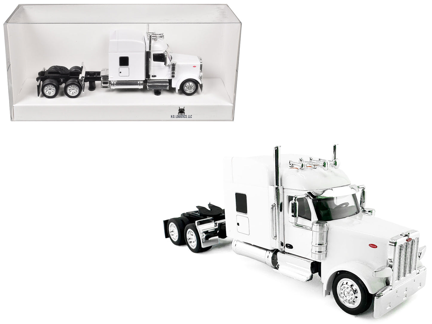 Peterbilt 589 with Stand Up Sleeper Cab White 1/87 (HO) Plastic Model Car
