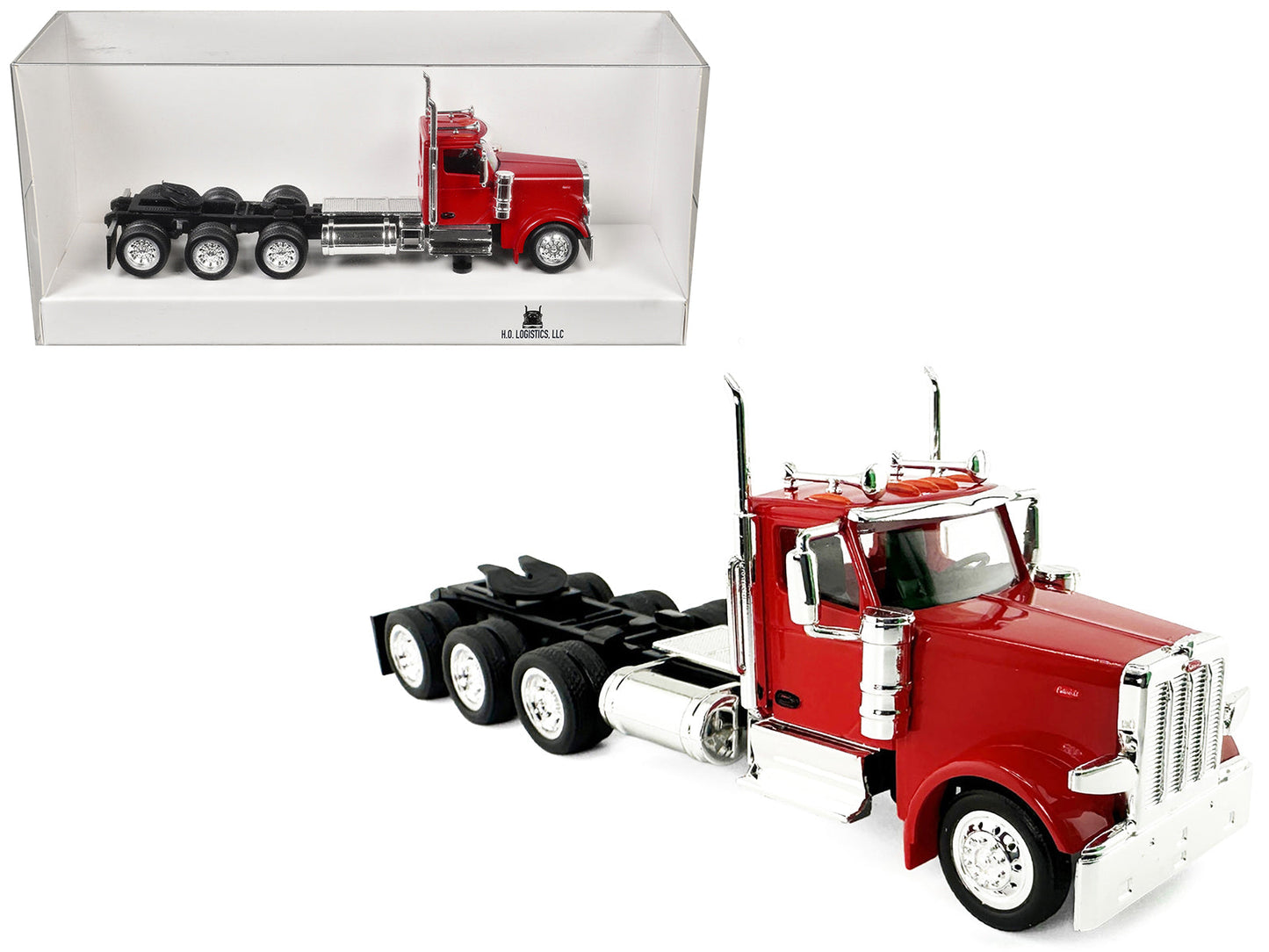 Peterbilt 589 3-Axel Day Cab Red 1/87 (HO) Plastic Model Car