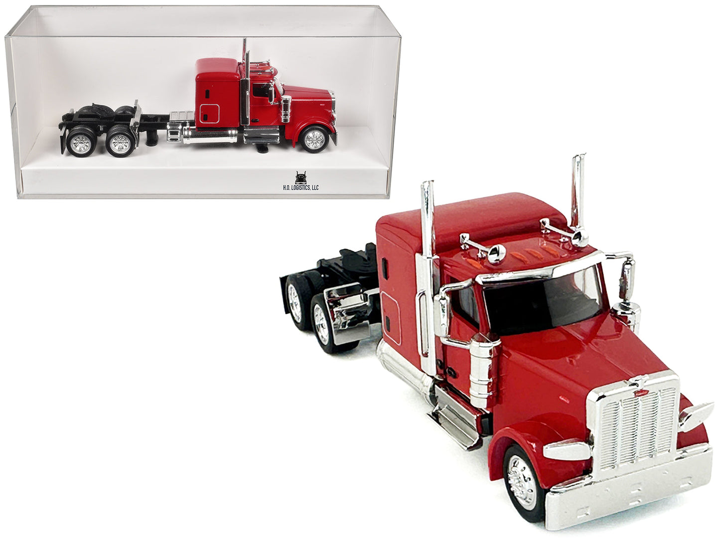 Peterbilt 589 Truck with 72 Inch Sleeper Red 1/87 (HO) Plastic Model Car