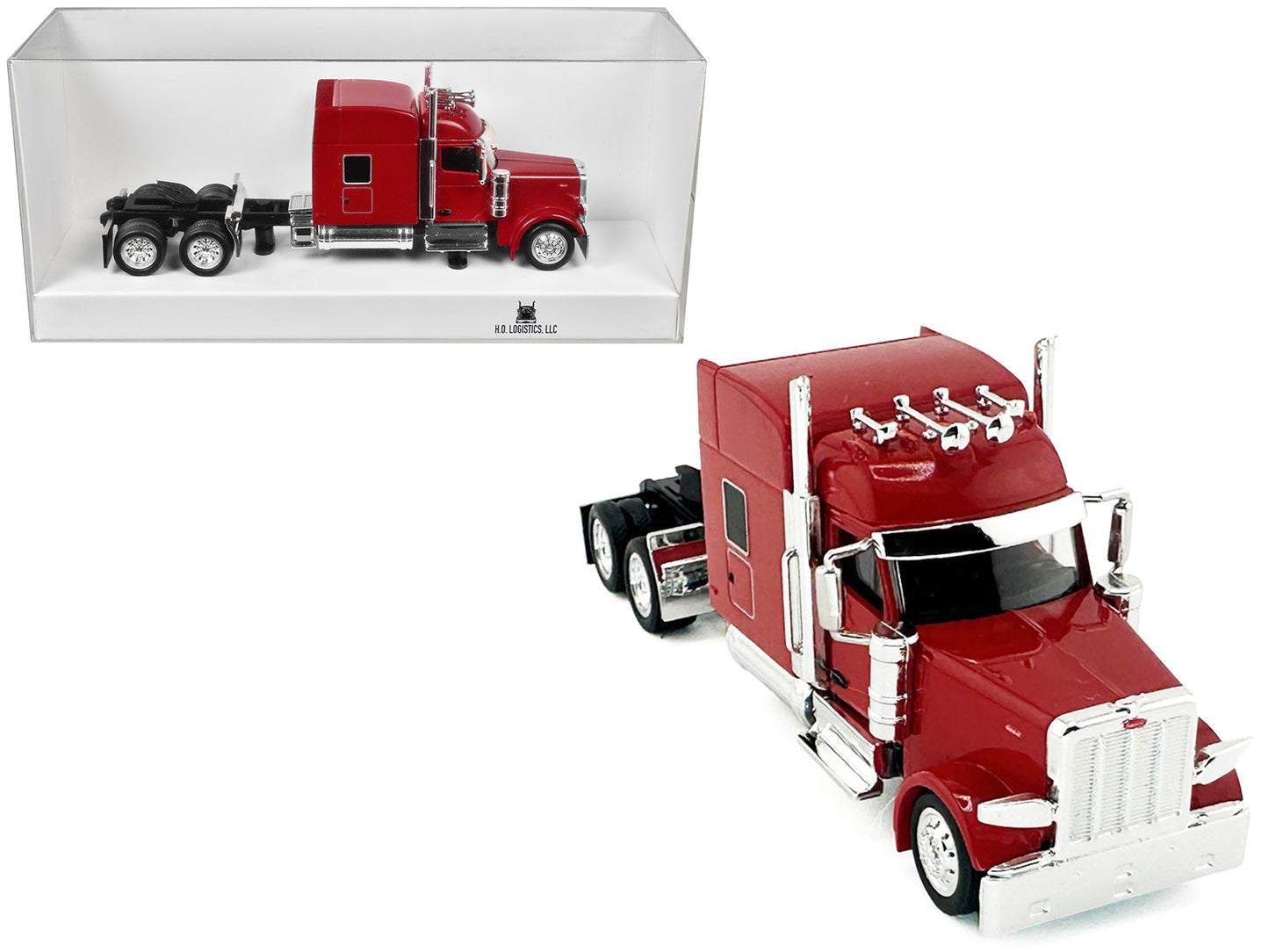 Peterbilt 589 with Stand Up Sleeper Cab Red 1/87 (HO) Plastic Model Car