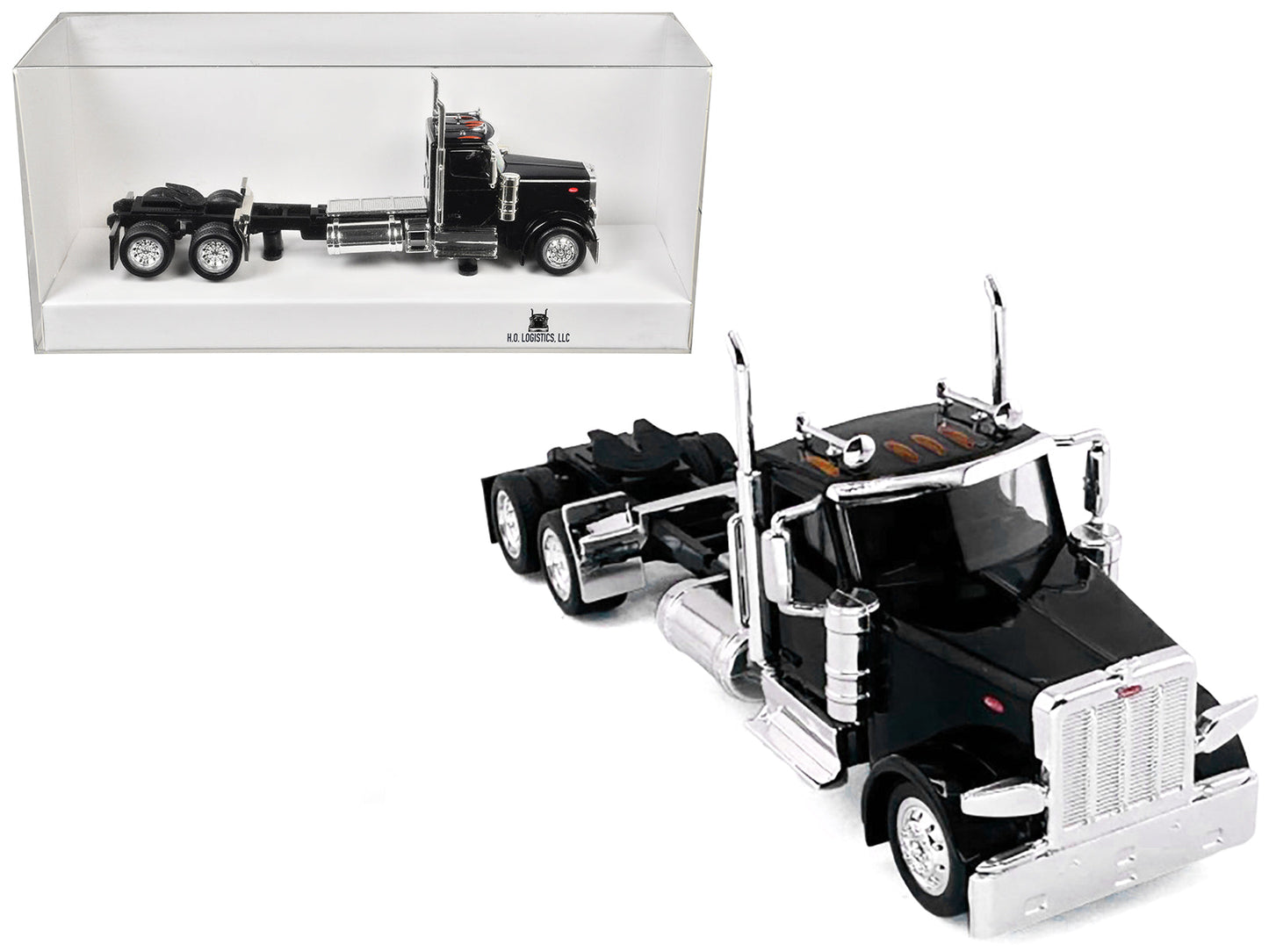 Peterbilt 589 2-Axel Day Cab Black 1/87 (HO) Plastic Model Car