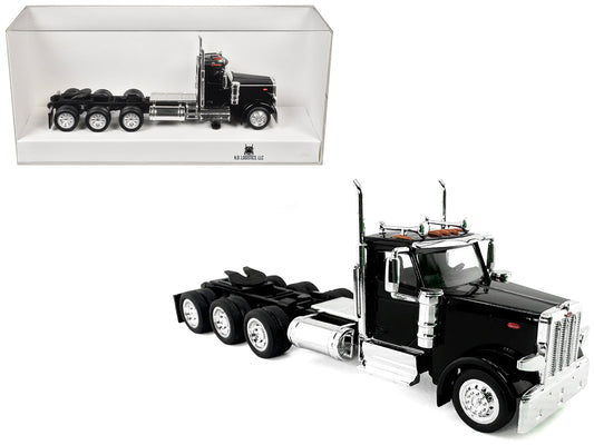 Peterbilt 589 3-Axel Day Cab Black 1/87 (HO) Plastic Model Car