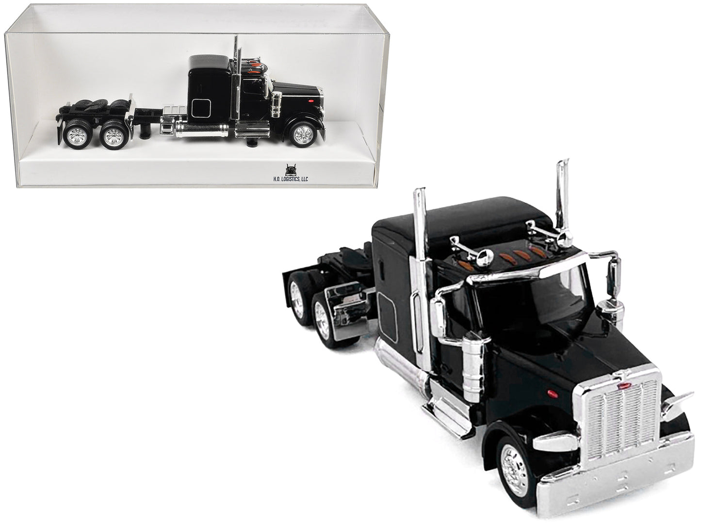 Peterbilt 589 Truck with 72 Inch Sleeper Black 1/87 (HO) Plastic Model Car