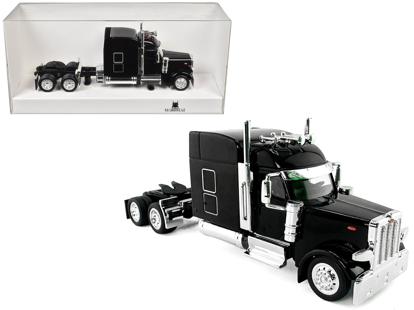 Peterbilt 589 with Stand Up Sleeper Cab Black 1/87 (HO) Plastic Model Car