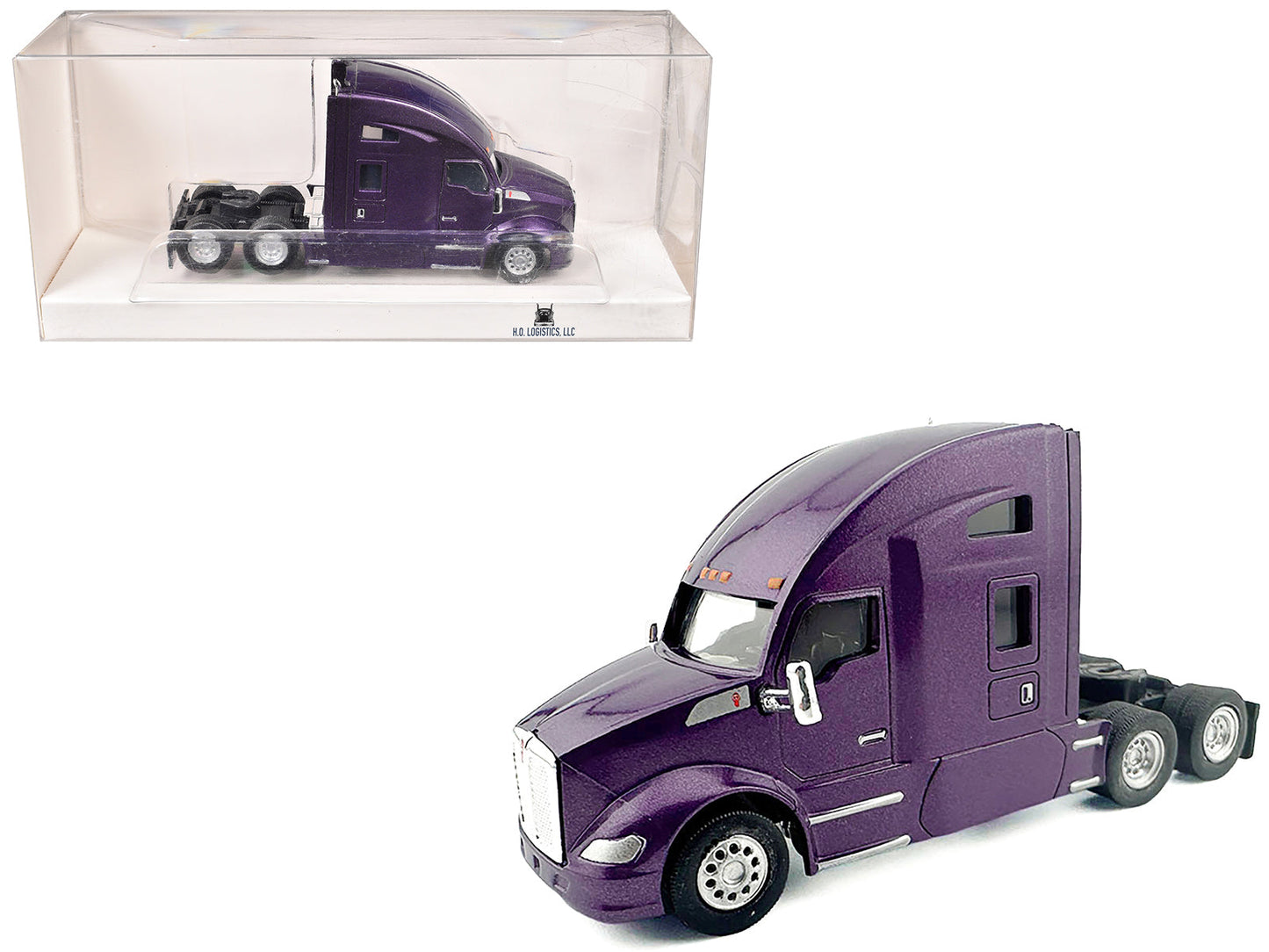 Kenworth T680 Sleeper Cab Purple Metallic 1/87 (HO) Plastic Model Car