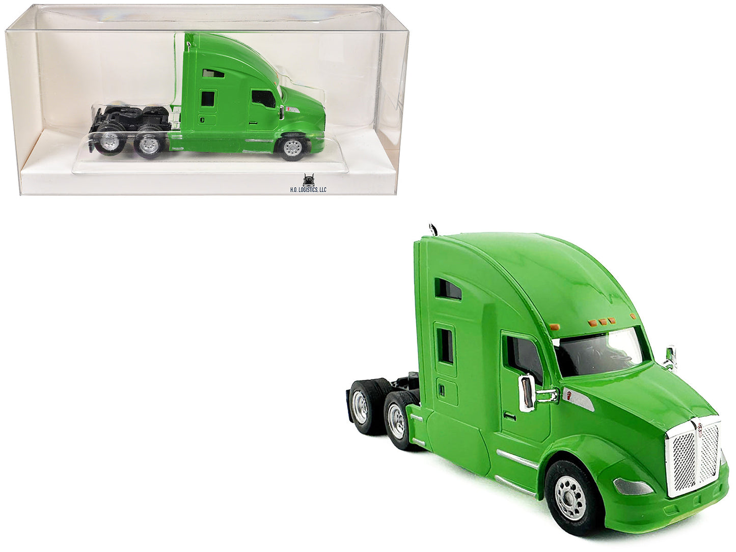 Kenworth T680 Sleeper Cab Lime Green 1/87 (HO) Plastic Model Car