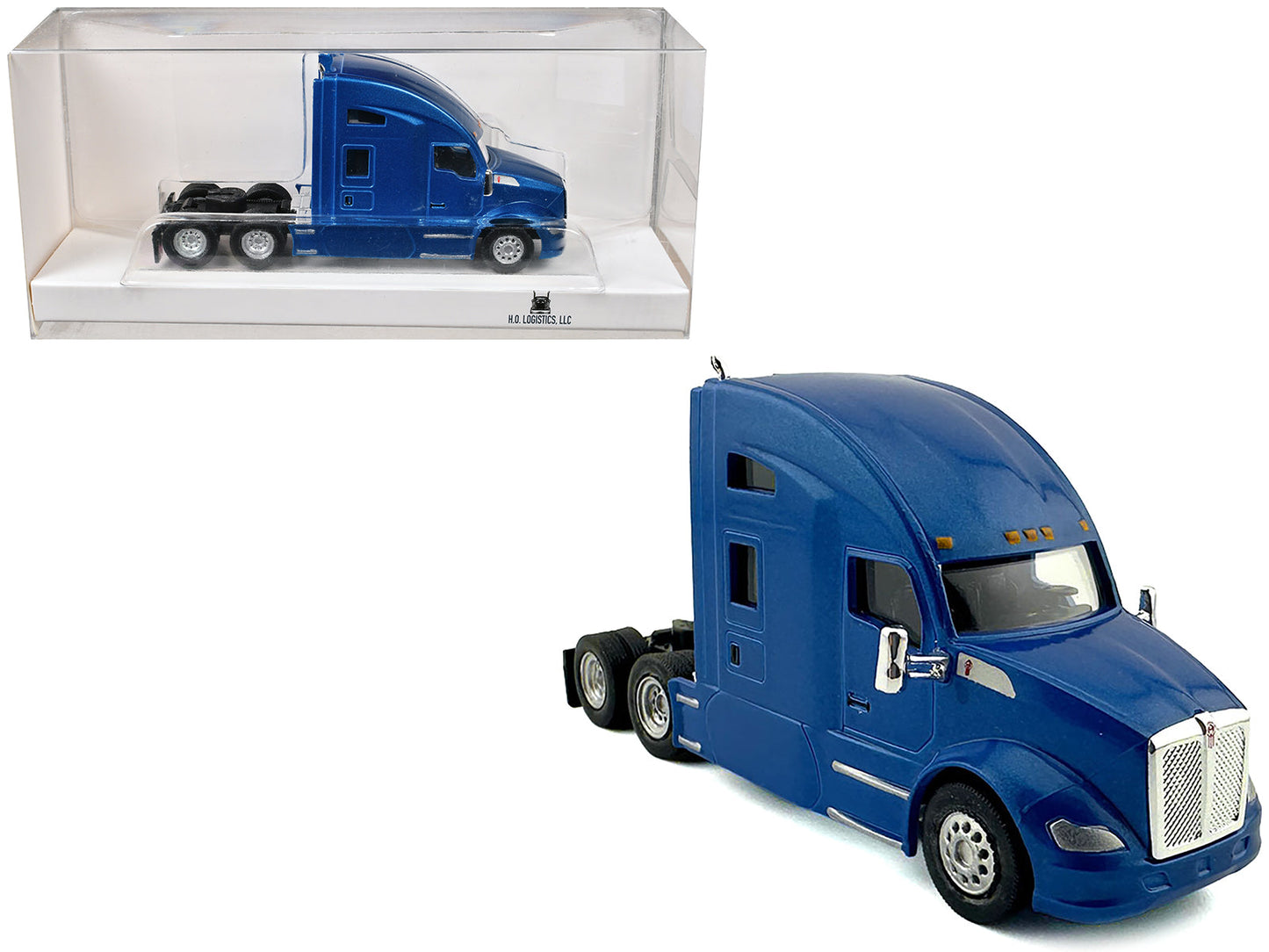 Kenworth T680 Sleeper Cab Blue Metallic 1/87 (HO) Plastic Model Car
