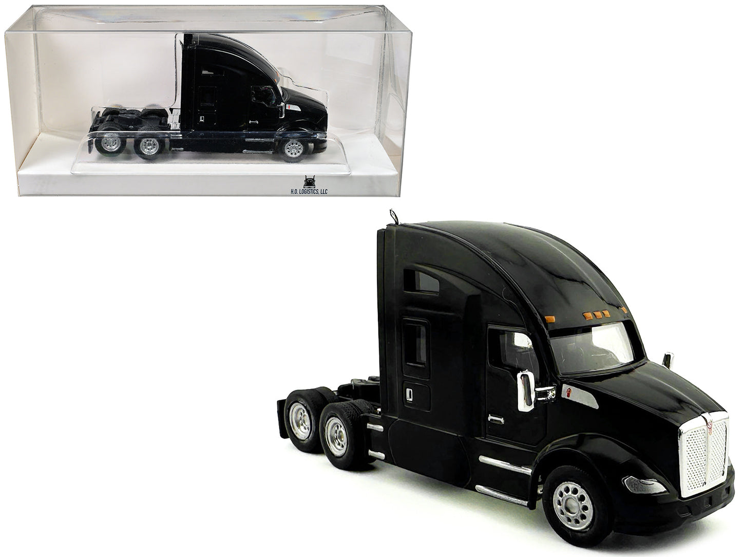 Kenworth T680 Sleeper Cab Black 1/87 (HO) Plastic Model Car